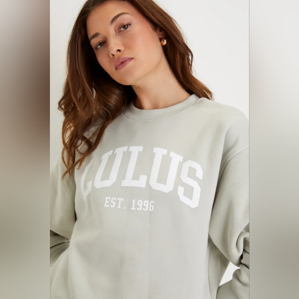 Anniversary Sage Green Crew Neck Graphic Pullover Sweatshirt